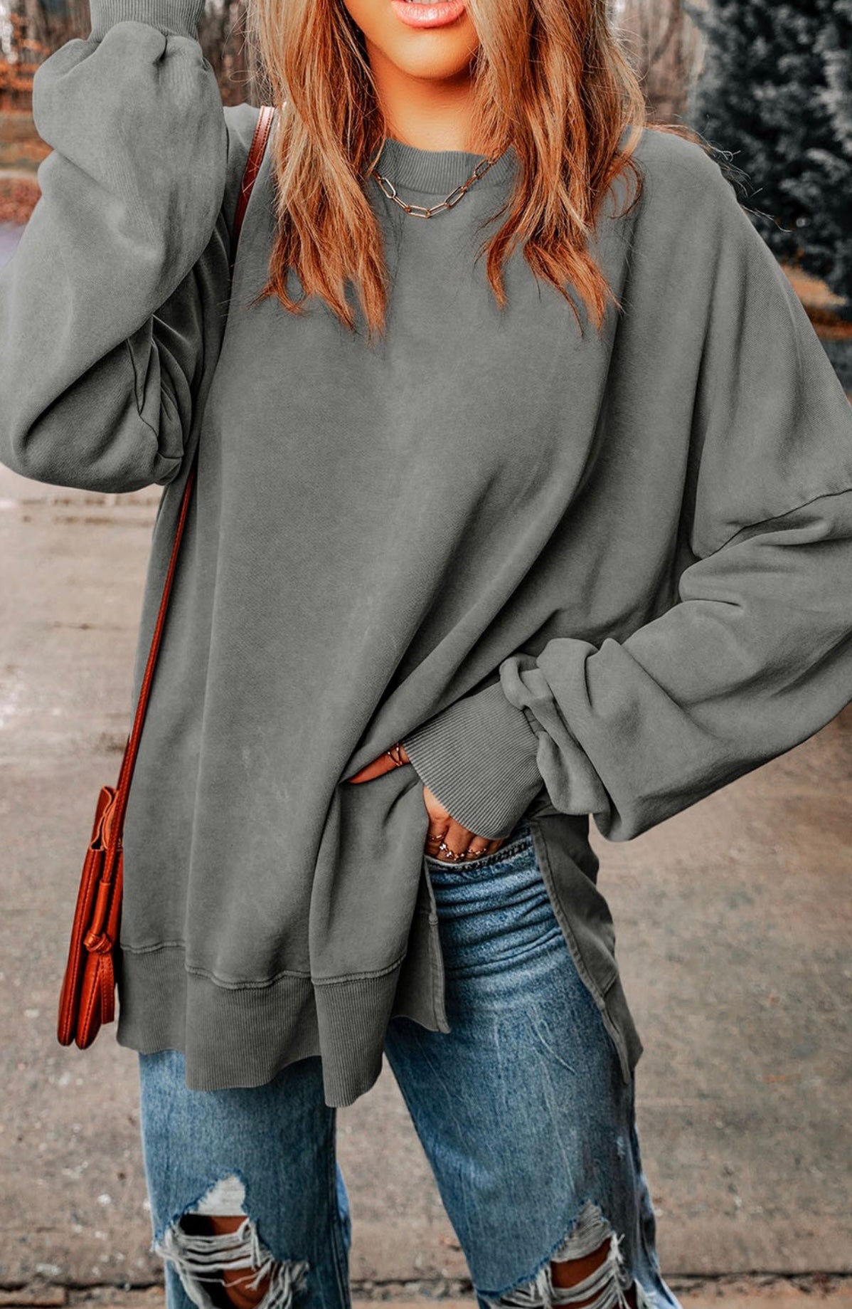 Charcoal Oversized Crewneck