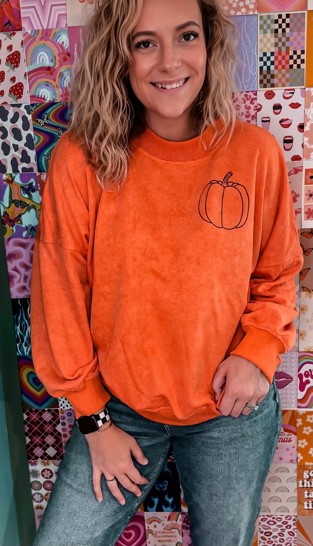 Pumpkin Pocket Acid Wash Crewneck - SUBLIMATION