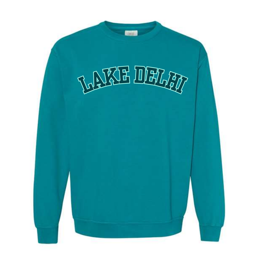 Lake Delhi Teal Crewneck