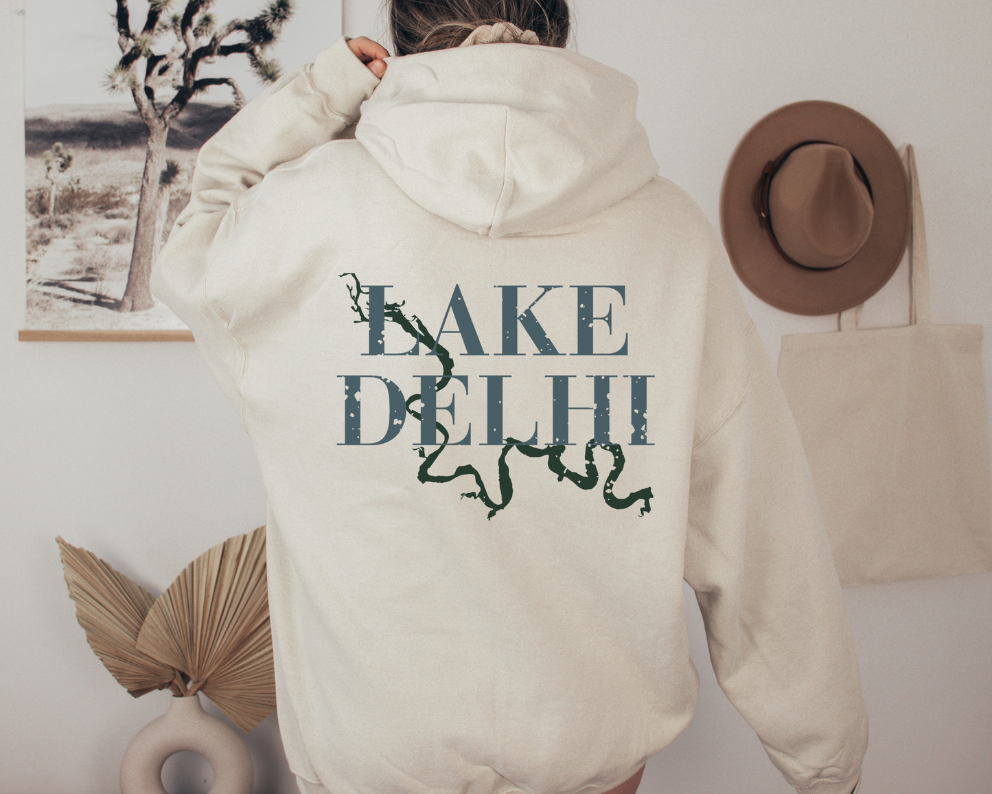 Distressed Lake Delhi Outline Hoodie