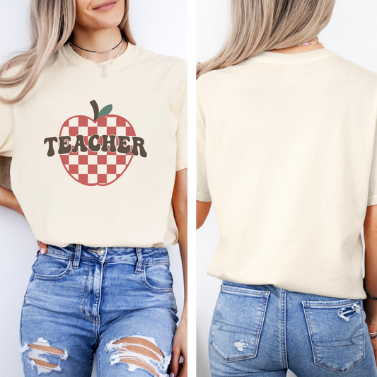 Checkered Teacher Apple Tee